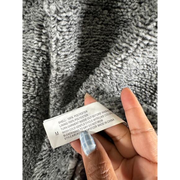 Stoosh Jacket Women Medium Gray Sherpa Teddy Coat Long Sleeve Winter Comfort - Picture 3 of 10